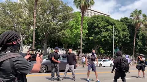 Mass Antifa brawl in middle of downtown LA…