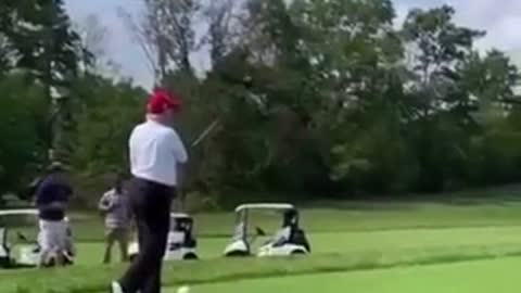 President Trump Shows His Vigor With Great Swing: "Think Biden Can Hit A Ball Like That?"