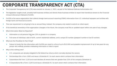 What is the Corporate Transparency Act (CTA)?