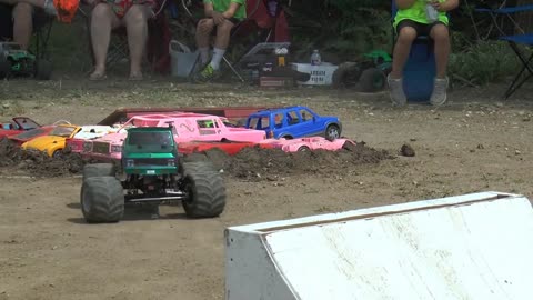 Crazy monster truck racing and wrecking crashes