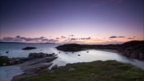 Landscape view of lake at sunset