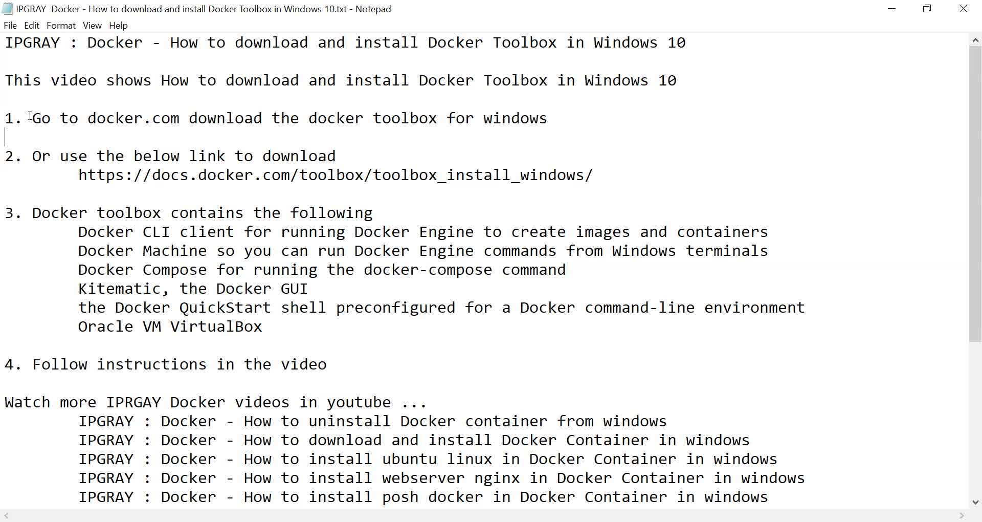 IPGraySpace: Docker - How to download and install Docker Toolbox in ...
