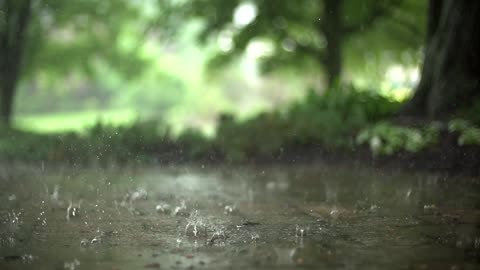 Rain drops in slow motion