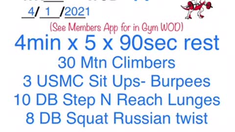 WOD 4/1/2021 Tuff Luv CrossFit