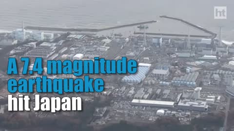 A tsunami wave filmed in Japanese river