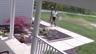 Amazon Driver Hopscotches During Delivery