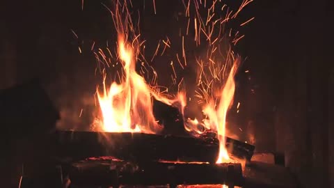 Relaxing fireplace in Winter