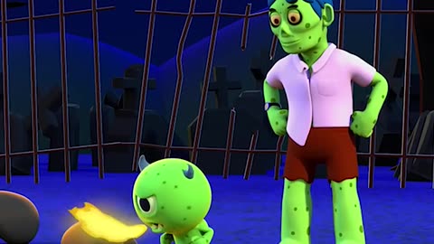 Spooky Zombie and the Baby Green Monster Adventure #shorts #halloween _ ABC Learning Club