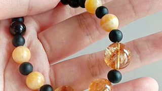 Bumble bee and Black onyx Citrine gem pendant handmade necklace gemstone jewelry set