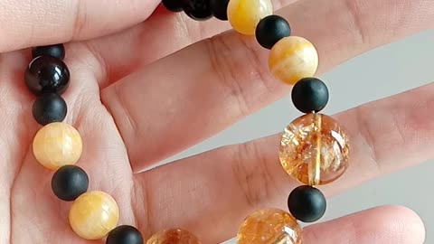 Bumble bee and Black onyx Citrine gem pendant handmade necklace gemstone jewelry set