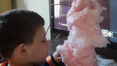 eating a cotton candy