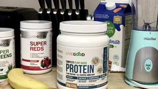 How I Make a Simple Quick Vanilla Banana Protein Shake using LiveGood Protein powder.