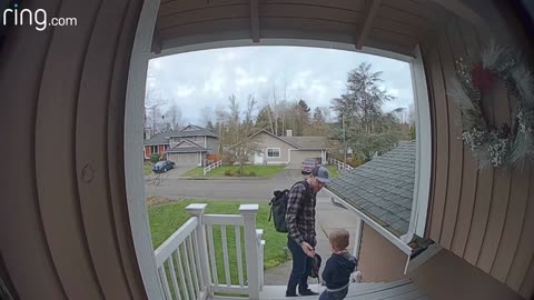 A boy Learned Quickly That Mom Can See Him Through Their Ring Video Door bell
