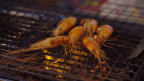 Asian street food grilled shrimp