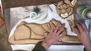 Gluing the Mountain Lion Intarsia Woodworking Pattern