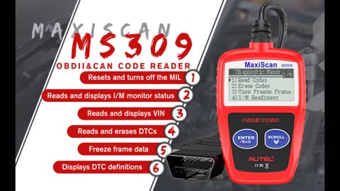 Review: Autel OBD2 Scanner MaxiScan MS309 Car Check Engine Code Reader, Check Emission Monitor...