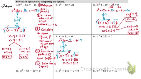 Solving Quadratics by Completing the Square Part 1