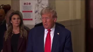 President Trump makes comments outside courtroom this morning