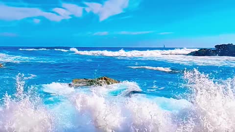 The sea thundered against rocks