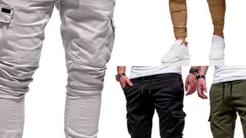 Men Pants Thin Casual Jogger Streetwear Cargo Pants Multi-pockets Trousers Fitness Gyms