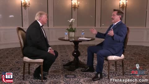President Donald J Trump interviews with MyPillow CEO Mike Lindell