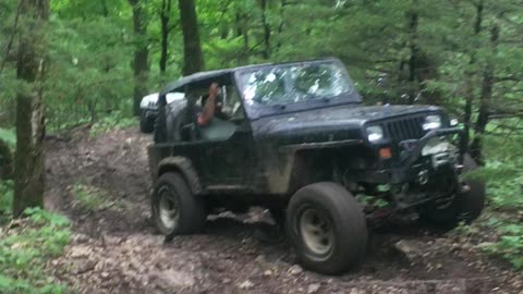 YJ Wrangler second attempt ascent with bounce KROCKS