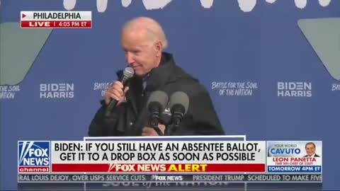 Joe Biden tells Philadelphia audience he's wearing an Eagles jacket, but he isn't