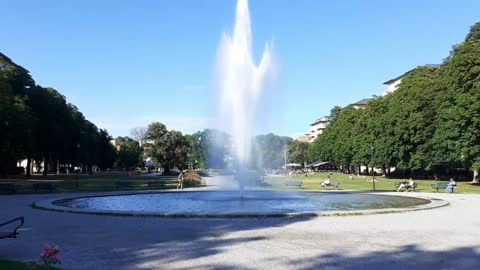 The fountain and everyday life in Tessinparken, Stockholm Sweden