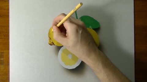 Spray the lemons with a shadow and paint the rind granules on the lemons