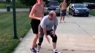 Elderly Man Shows Youngster How To Really Play Basketball