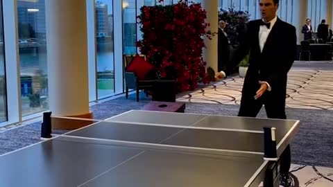 Federer Plays Table Tennis