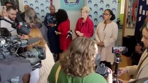 Anti-War Protesters Tag-Team Warmongers Elizabeth Warren and Squad Member Ayanna Presley