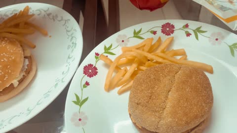 McDonald McVeggie Burger and French Fries #desi #food #thali #vegetarian #youtubeshorts #breakfast #