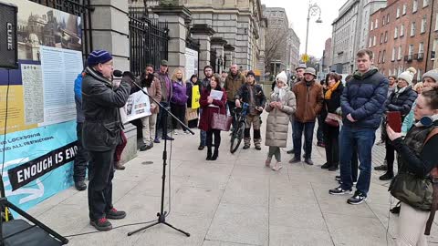 Parents gather outside Leinster House calling for an end to Mask Mandates in Schools