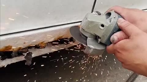 See how the mechanic deals with rusty sheet metal.