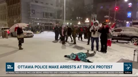 Trudeau's brownshirts making arrests at Freedom Convoy protest