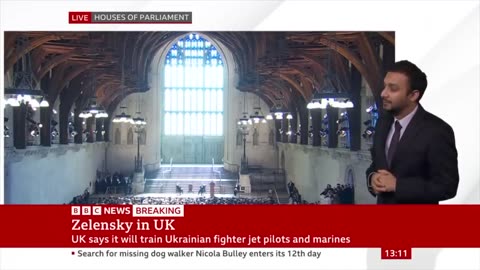 Ukraine’s President Volodymyr Zelensky addresses UK Parliament