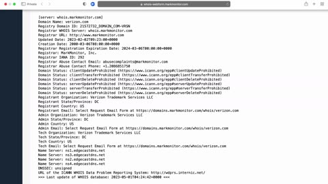 Verizon.com WHOIS April 30, 2023
