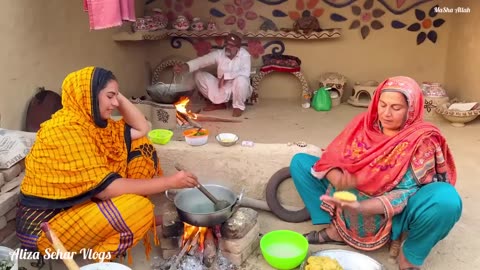Punjabi Village Women’s Made Sarson ka Saag Makki ki Roti _ Aliza Sehar Vlogs