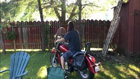 Dad let's son ride motorcycle for the first time and it doesn't end well