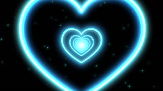 110. Heart Tunnel💙Blue Heart Background Neon Heart Background Video