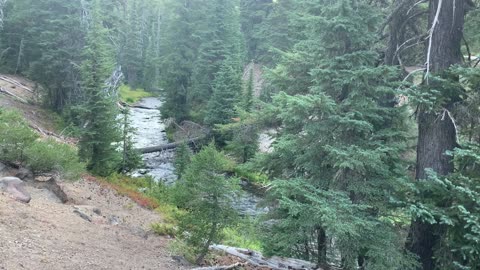 Central Oregon - Going Off Trail to Get Better View of Winding Creek