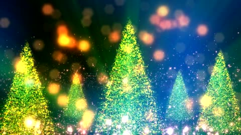 Christmas trees and particles with bokeh in the background