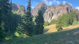 Central Oregon - Mount Jefferson Wilderness - HUGE Meadow below a HUGE Mountain