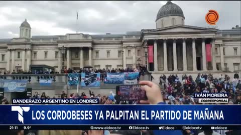 BANDERAZO por La Scaloneta en Londres: alentaron a la Selección en la previa a la Finalissima