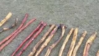 Hand carved cedar walking sticks