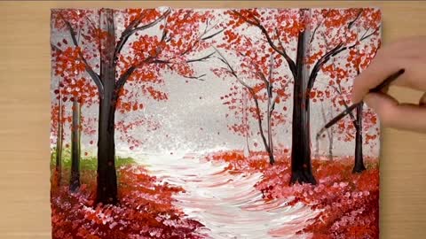 Oil Stick Acrylic Landscape Painting