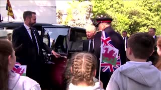 King Charles receives gifts from children in Wales