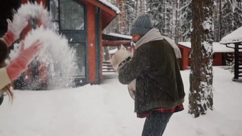 Husky enjoyed snowfall -