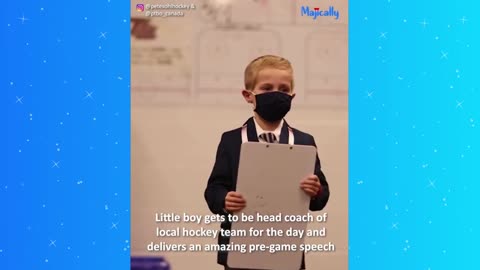 Little boy delivers motivational pre-game speech to his favorite hockey team the Peterborough Petes